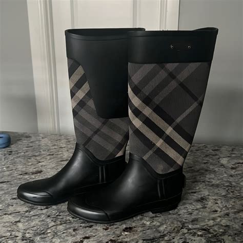 burberry clemence rain boots charcoal|burberry rain boots.